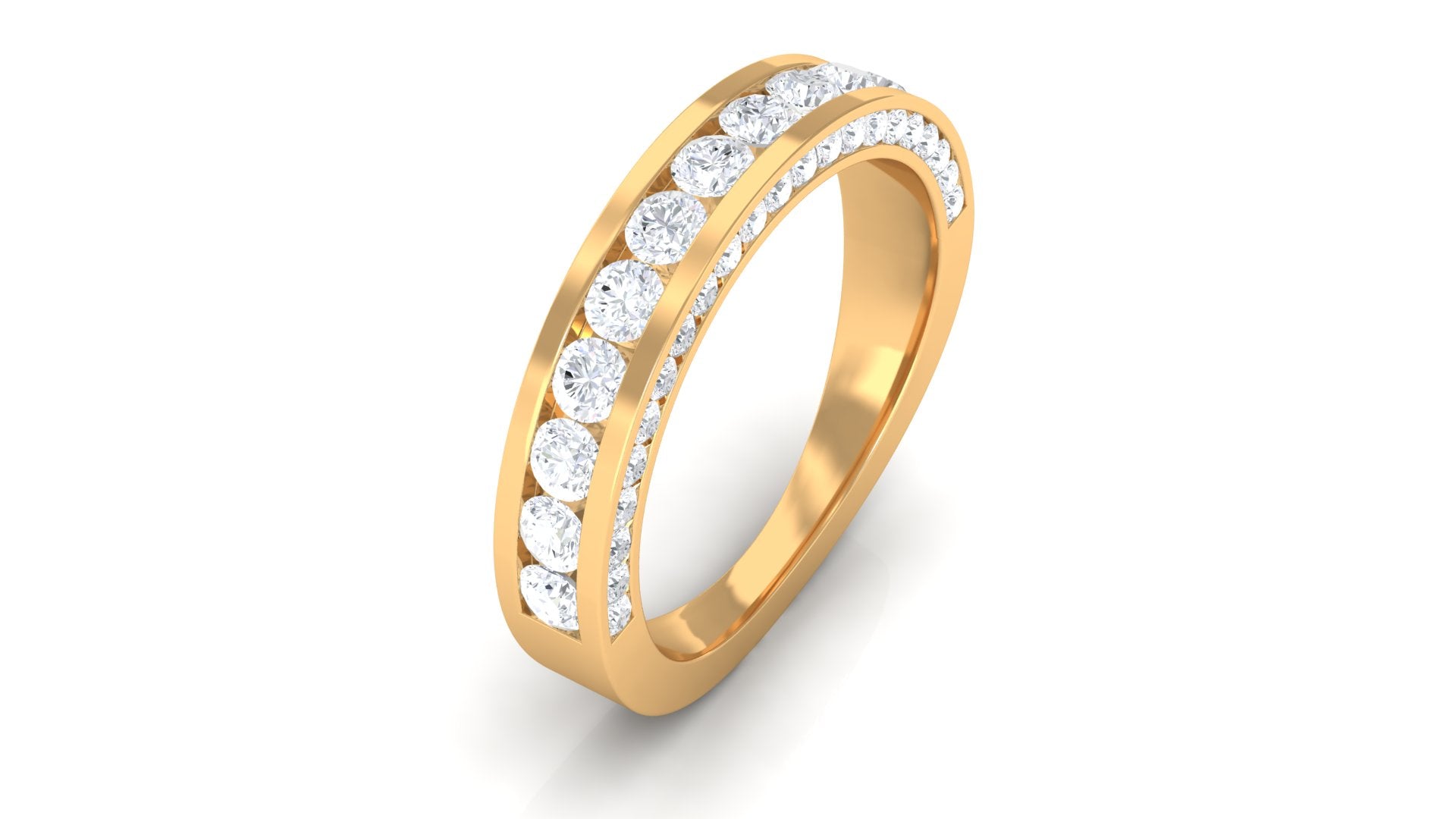 3.75 CT Certified Moissanite Gold Eternity Ring in Channel Setting Moissanite - ( D-VS1 ) - Color and Clarity - Rosec Jewels