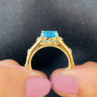 Cushion Cut Swiss Blue Topaz Solitaire Ring with Diamond Swiss Blue Topaz - ( AAA ) - Quality - Rosec Jewels