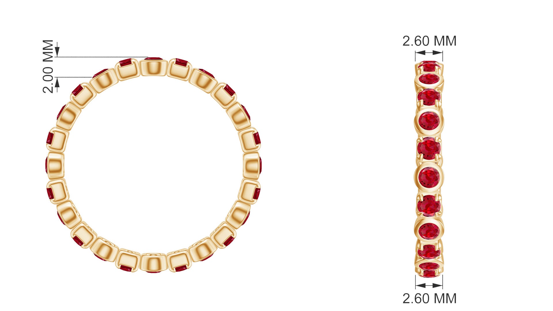 1.25 CT Created Ruby Eternity Band Ring Lab Created Ruby - ( AAAA ) - Quality - Rosec Jewels