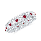 Ruby Celtic Band Ring in 4 Prong Diagonal Setting Ruby - ( AAA ) - Quality - Rosec Jewels