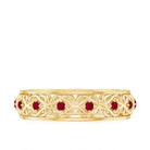 Ruby Celtic Band Ring in 4 Prong Diagonal Setting Ruby - ( AAA ) - Quality - Rosec Jewels