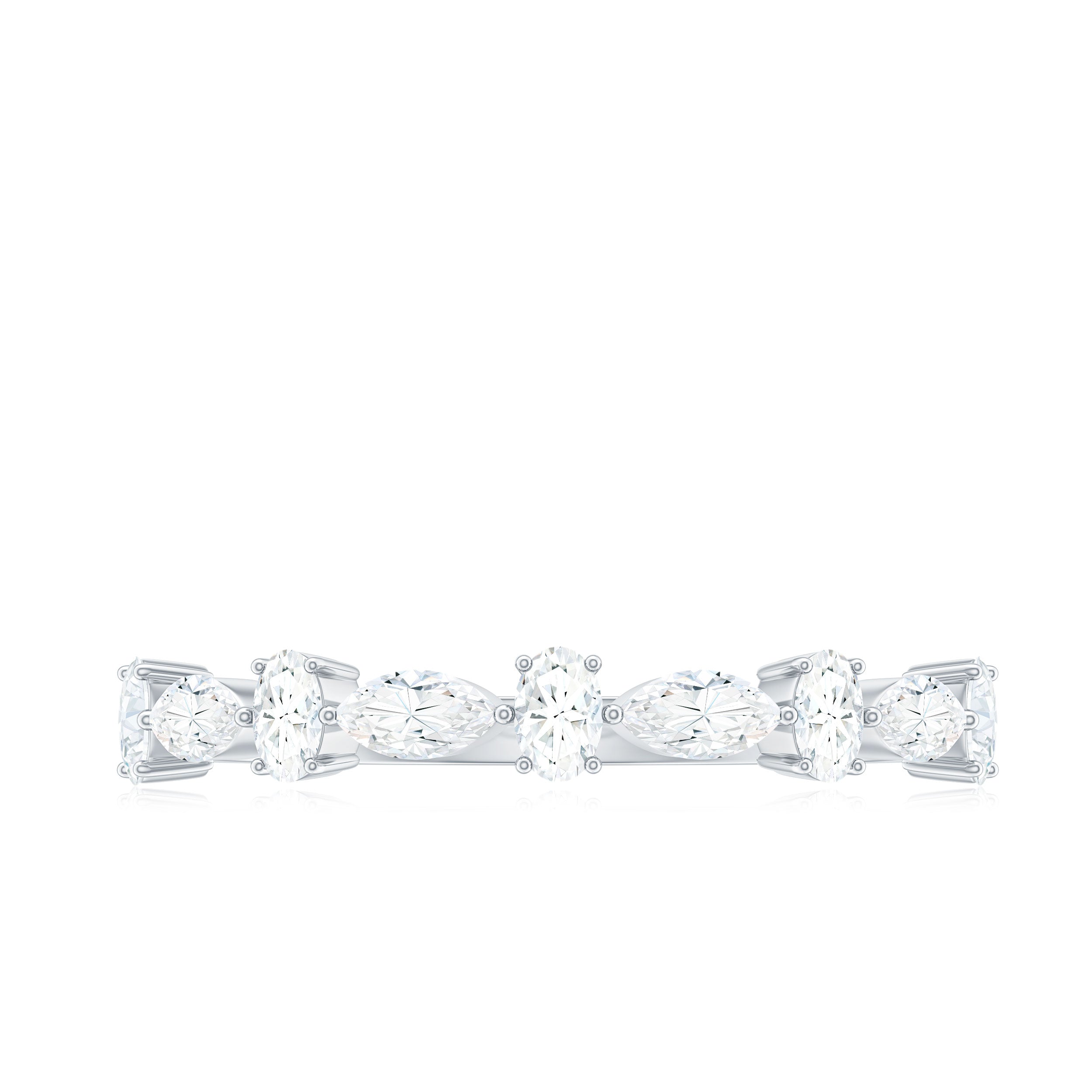 Marquise and Oval Shape Moissanite Half Eternity Ring Moissanite - ( D-VS1 ) - Color and Clarity - Rosec Jewels