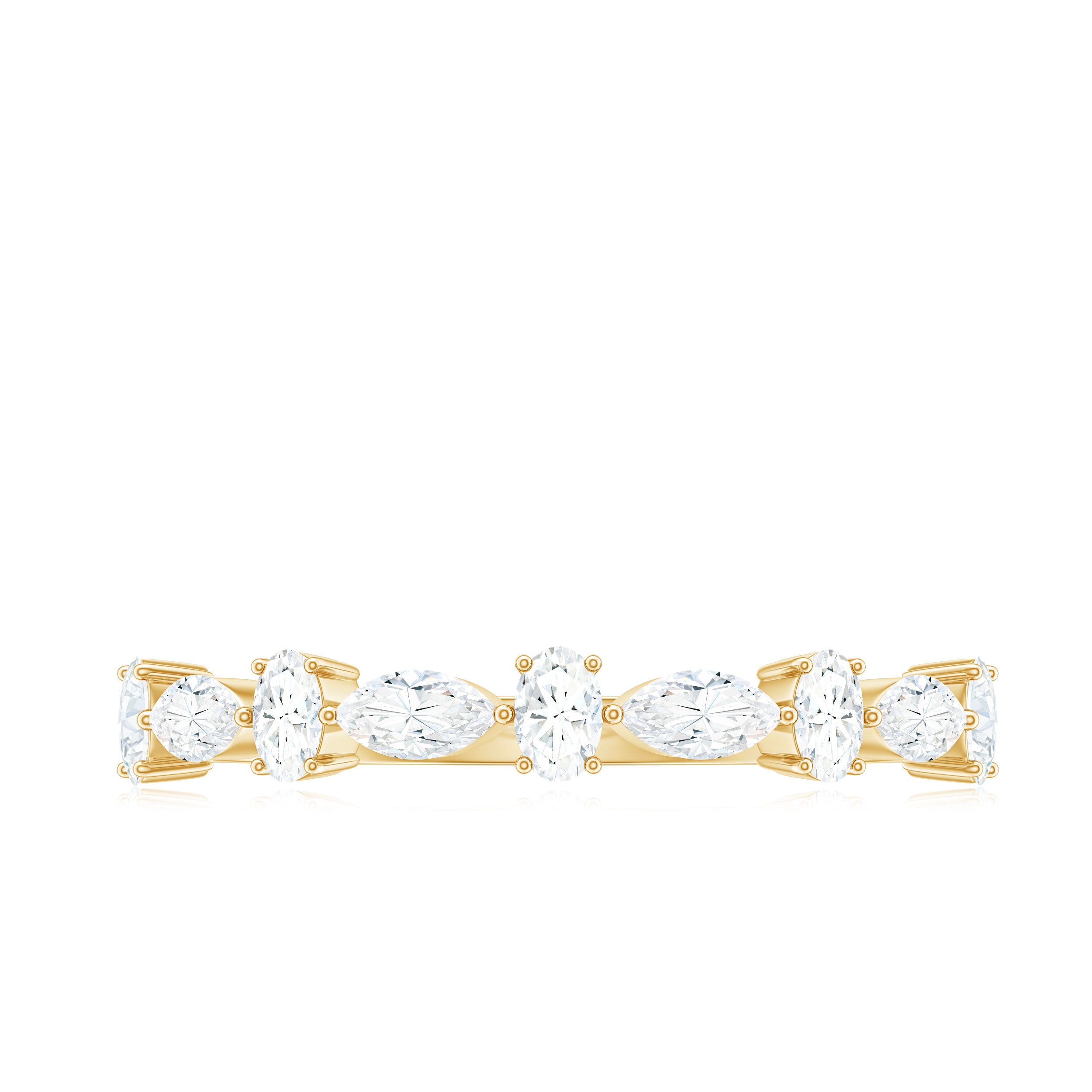 Marquise and Oval Shape Moissanite Half Eternity Ring Moissanite - ( D-VS1 ) - Color and Clarity - Rosec Jewels