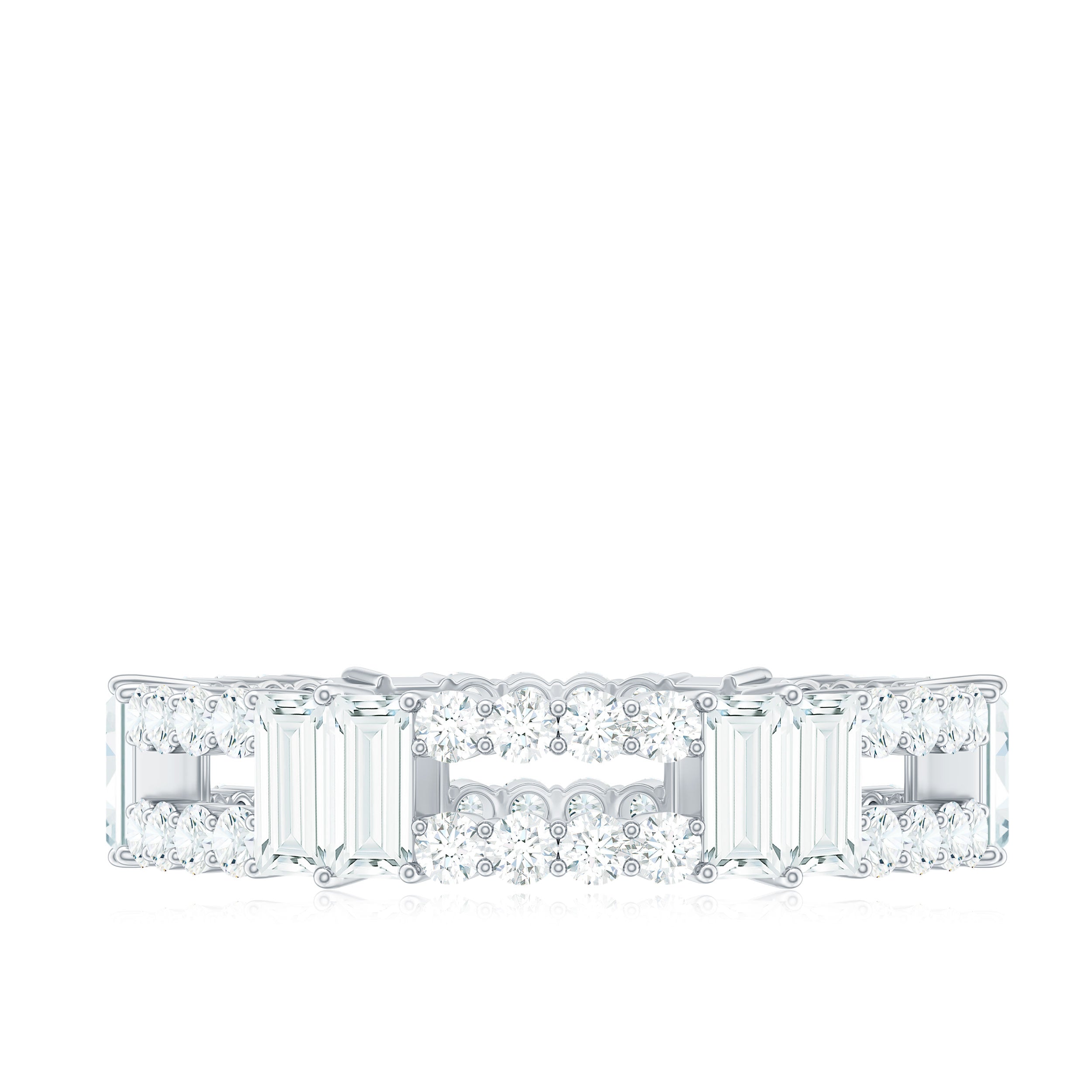 2.75 Carat Full Moissanite Double Eternity Band Ring in Gold Moissanite - ( D-VS1 ) - Color and Clarity - Rosec Jewels