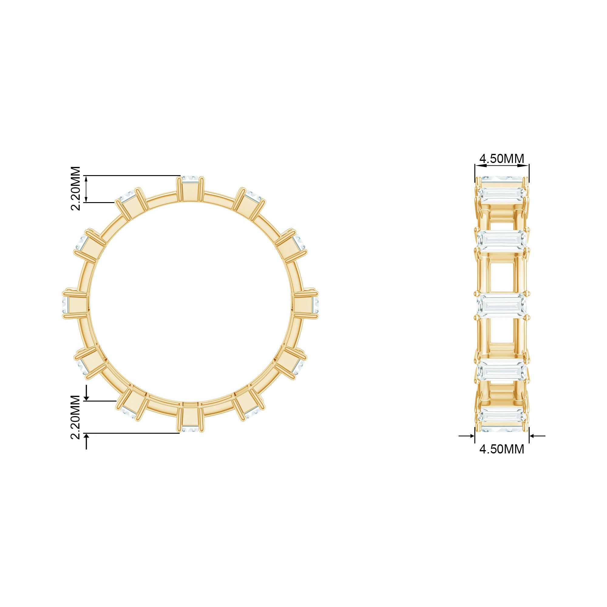 Baguette Cut Certified Moissanite Eternity Ring Moissanite - ( D-VS1 ) - Color and Clarity - Rosec Jewels