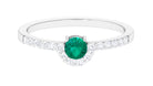 3/4 CT Natural Green Emerald and Diamond Promise Ring Emerald - ( AAA ) - Quality - Rosec Jewels