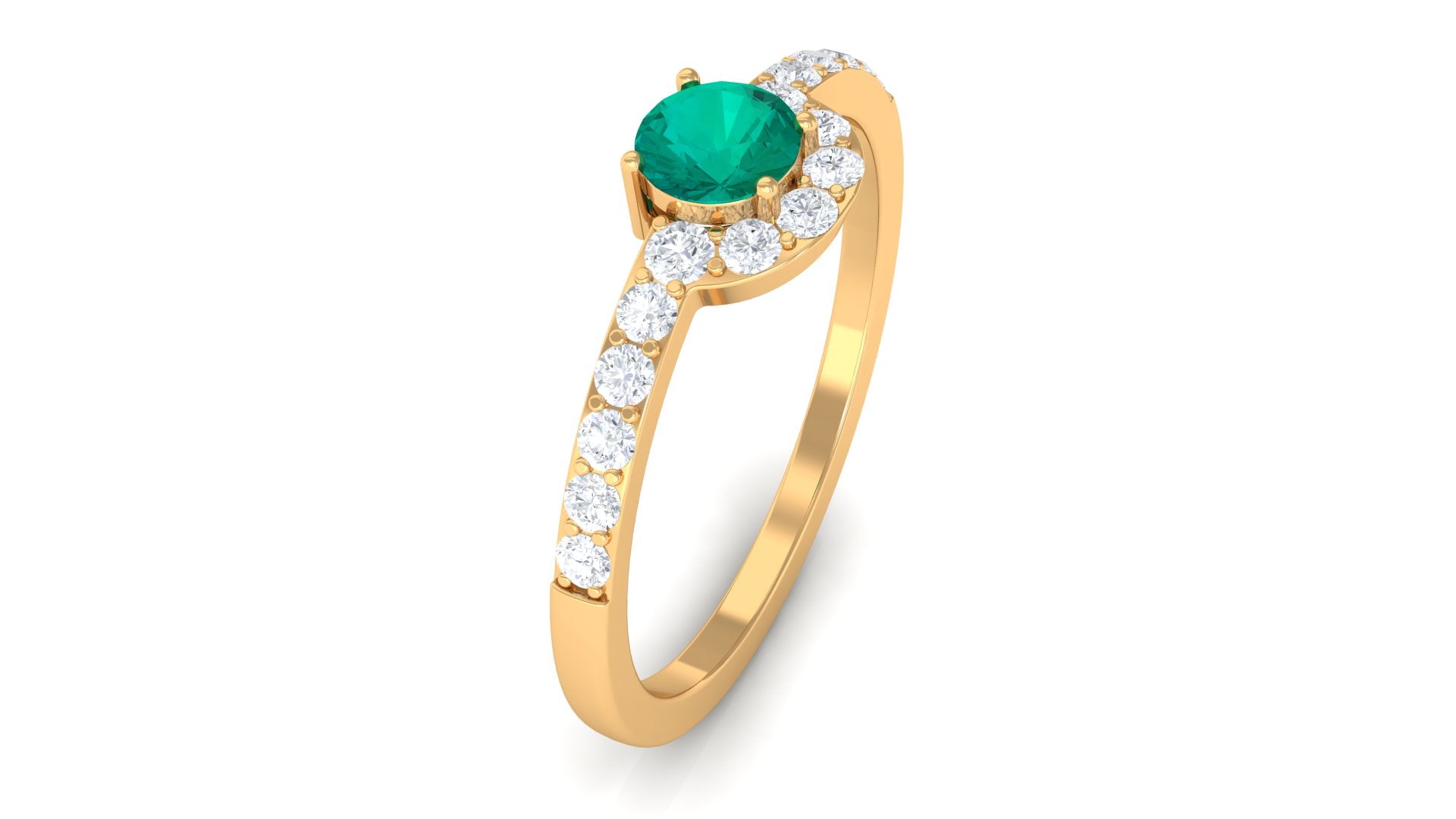 3/4 CT Natural Green Emerald and Diamond Promise Ring Emerald - ( AAA ) - Quality - Rosec Jewels