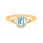 3/4 Ct Aquamarine Floral Halo Engagement Ring with Diamond Aquamarine - ( AAA ) - Quality - Rosec Jewels