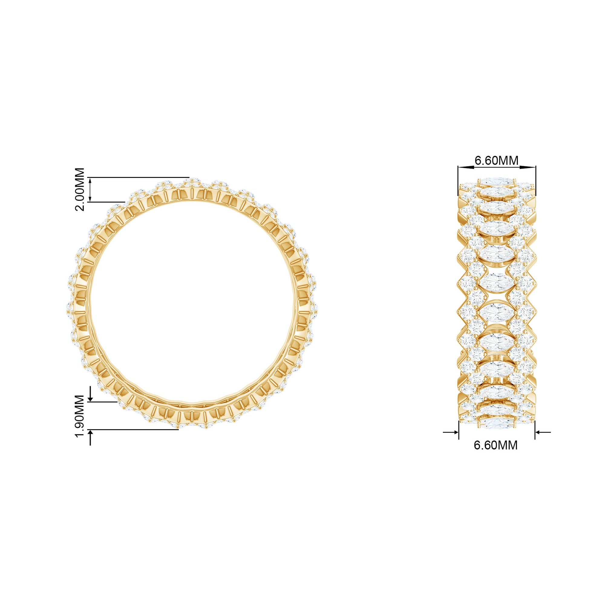 2.75 CT Designer Moissanite Eternity Ring in Prong Setting Moissanite - ( D-VS1 ) - Color and Clarity - Rosec Jewels