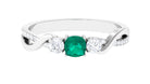 3/4 CT Emerald and Diamond Three Stone Engagement Ring Emerald - ( AAA ) - Quality - Rosec Jewels