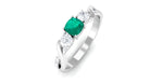 3/4 CT Emerald and Diamond Three Stone Engagement Ring Emerald - ( AAA ) - Quality - Rosec Jewels