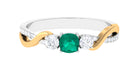 3/4 CT Emerald and Diamond Three Stone Engagement Ring Emerald - ( AAA ) - Quality - Rosec Jewels