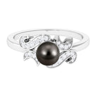 Designer Tahitian Pearl Engagement Ring with Diamond Tahitian pearl - ( AAA ) - Quality - Rosec Jewels