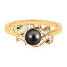 Designer Tahitian Pearl Engagement Ring with Diamond Tahitian pearl - ( AAA ) - Quality - Rosec Jewels