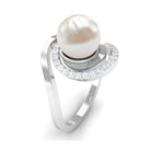 Freshwater Pearl Bypass Engagement Ring with Diamond Freshwater Pearl - ( AAA ) - Quality - Rosec Jewels