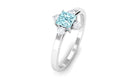 Princess Aquamarine Solitaire Promise Ring with Diamond Aquamarine - ( AAA ) - Quality - Rosec Jewels