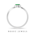 Round Emerald and Moissanite Two Stone Promise Ring Emerald - ( AAA ) - Quality - Rosec Jewels