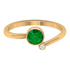 Round Emerald and Moissanite Two Stone Promise Ring Emerald - ( AAA ) - Quality - Rosec Jewels