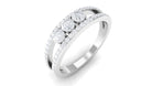 1 CT Moissanite Three Stone Anniversary Ring with Accent Moissanite - ( D-VS1 ) - Color and Clarity - Rosec Jewels