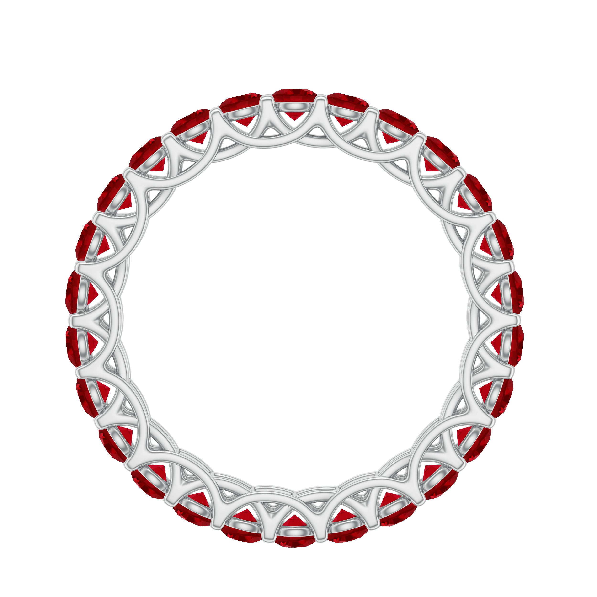 Trellis Set Round Cut Created Ruby Full Eternity Band Ring Lab Created Ruby - ( AAAA ) - Quality - Rosec Jewels