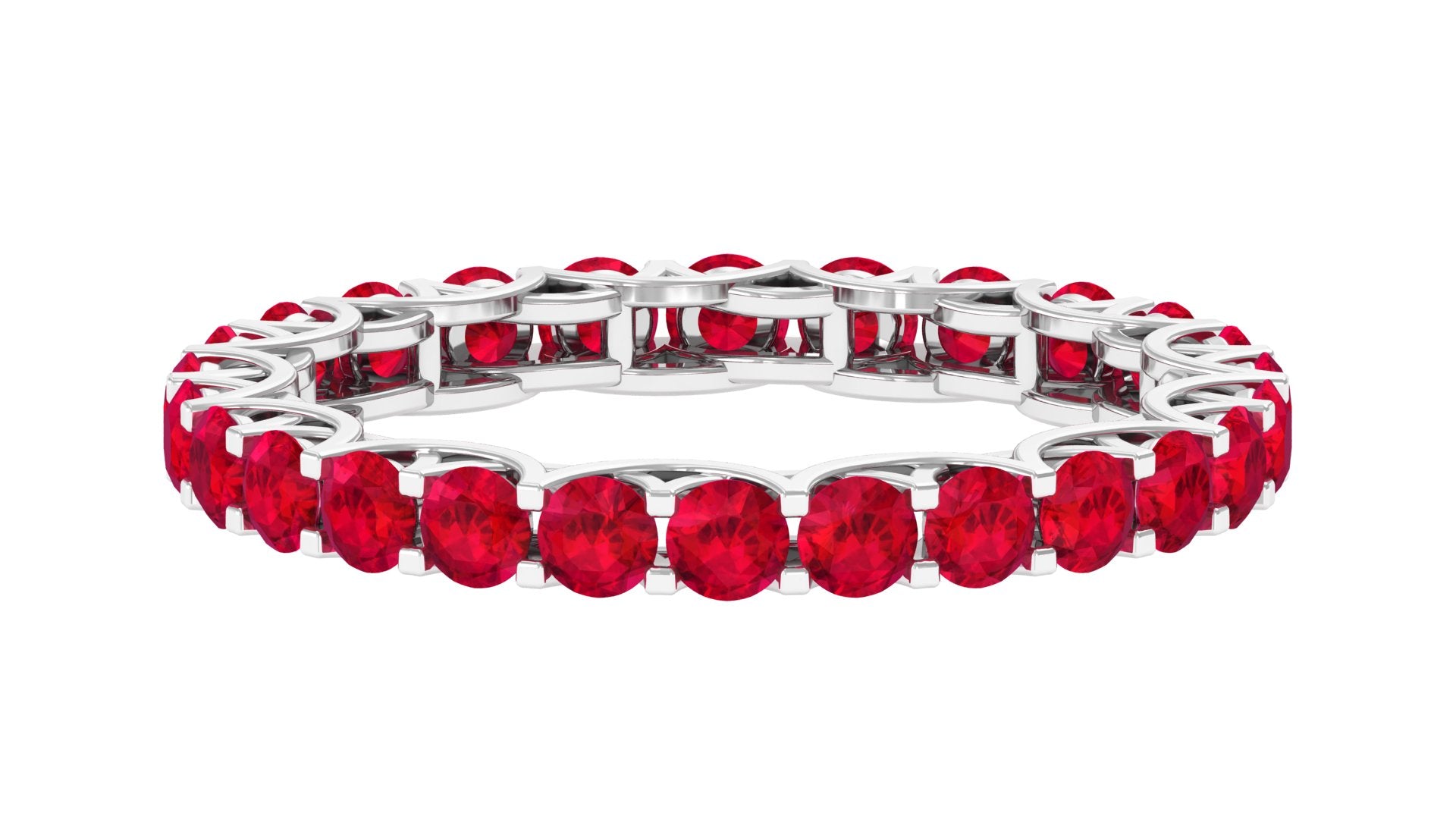 Trellis Set Round Cut Created Ruby Full Eternity Band Ring Lab Created Ruby - ( AAAA ) - Quality - Rosec Jewels