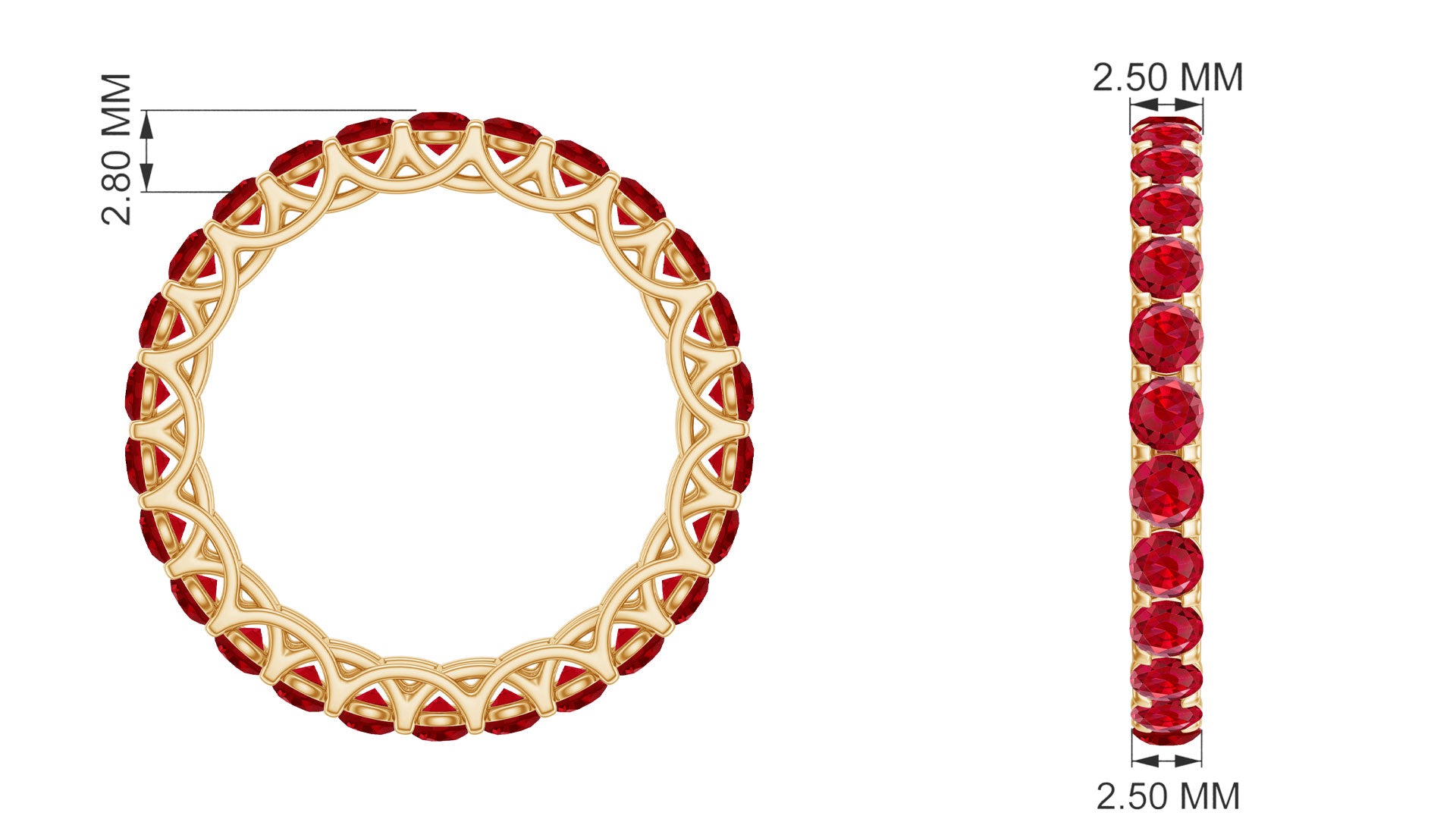 Trellis Set Round Cut Created Ruby Full Eternity Band Ring Lab Created Ruby - ( AAAA ) - Quality - Rosec Jewels