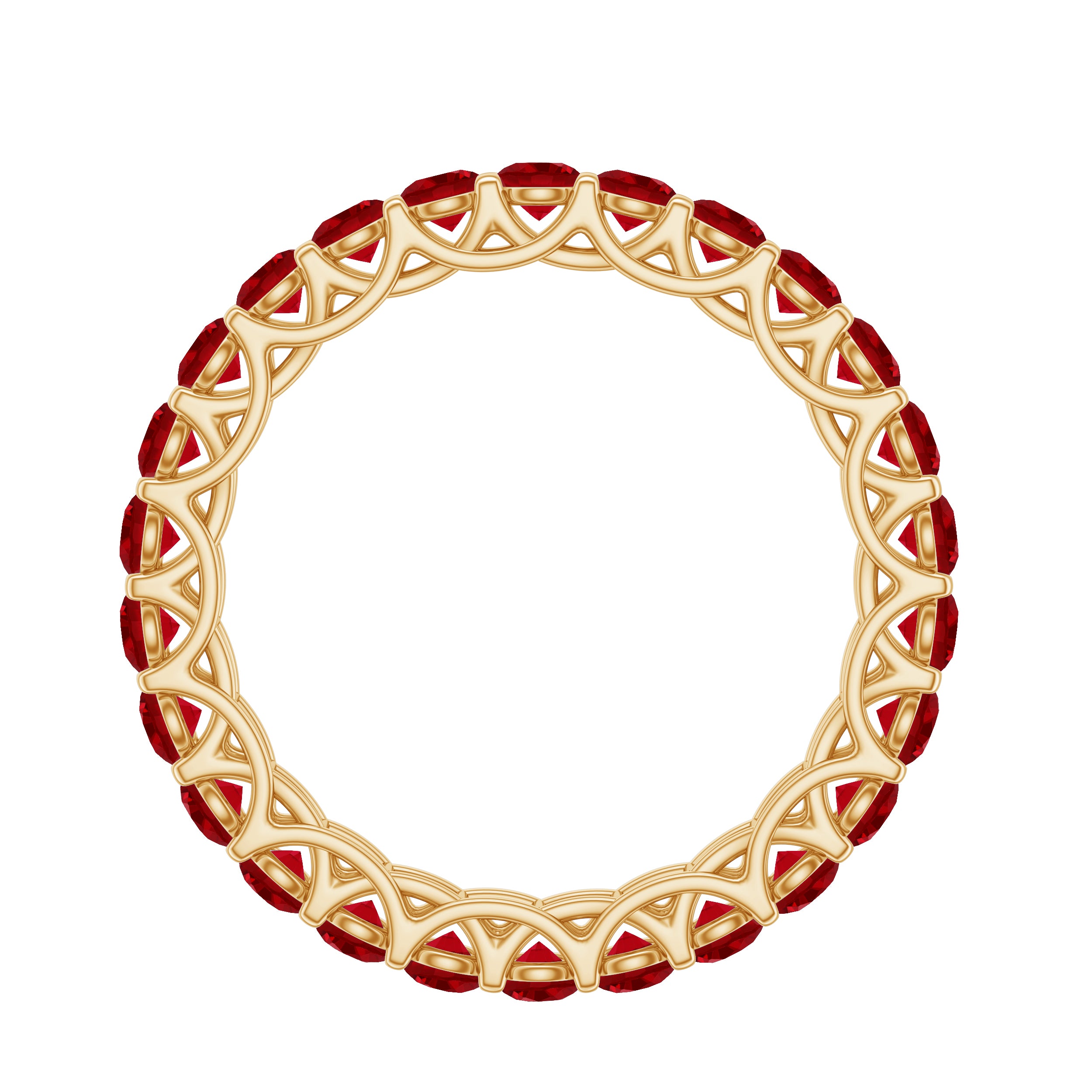 Trellis Set Round Cut Created Ruby Full Eternity Band Ring Lab Created Ruby - ( AAAA ) - Quality - Rosec Jewels