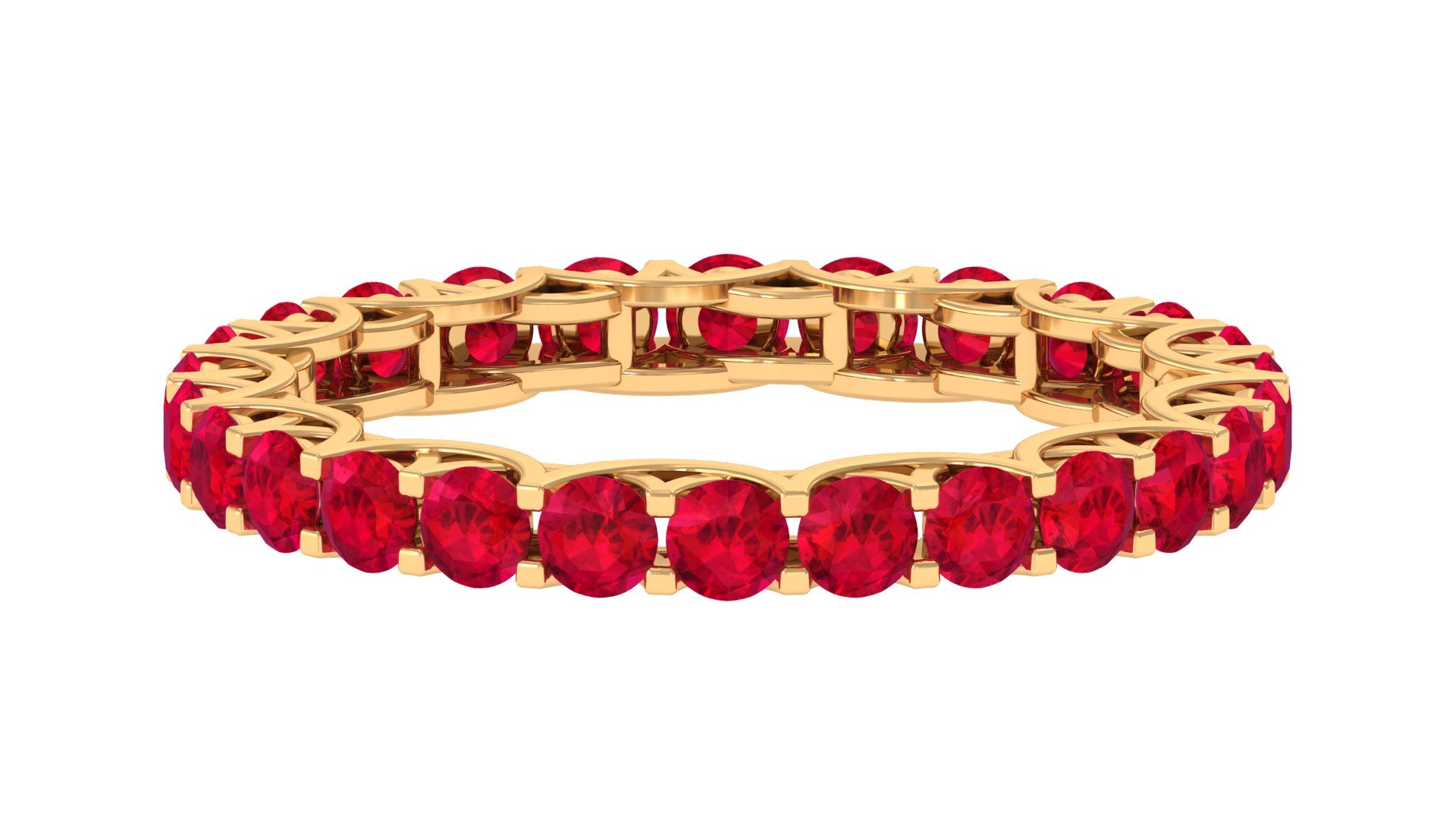 Trellis Set Round Cut Created Ruby Full Eternity Band Ring Lab Created Ruby - ( AAAA ) - Quality - Rosec Jewels