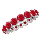 Simple Round Lab-Created Ruby Eternity Ring in Shared Prong Setting Lab Created Ruby - ( AAAA ) - Quality - Rosec Jewels