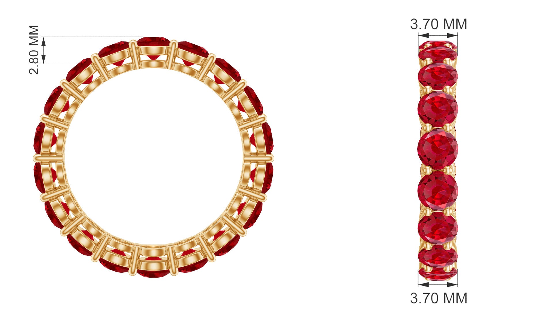 Simple Round Lab-Created Ruby Eternity Ring in Shared Prong Setting Lab Created Ruby - ( AAAA ) - Quality - Rosec Jewels