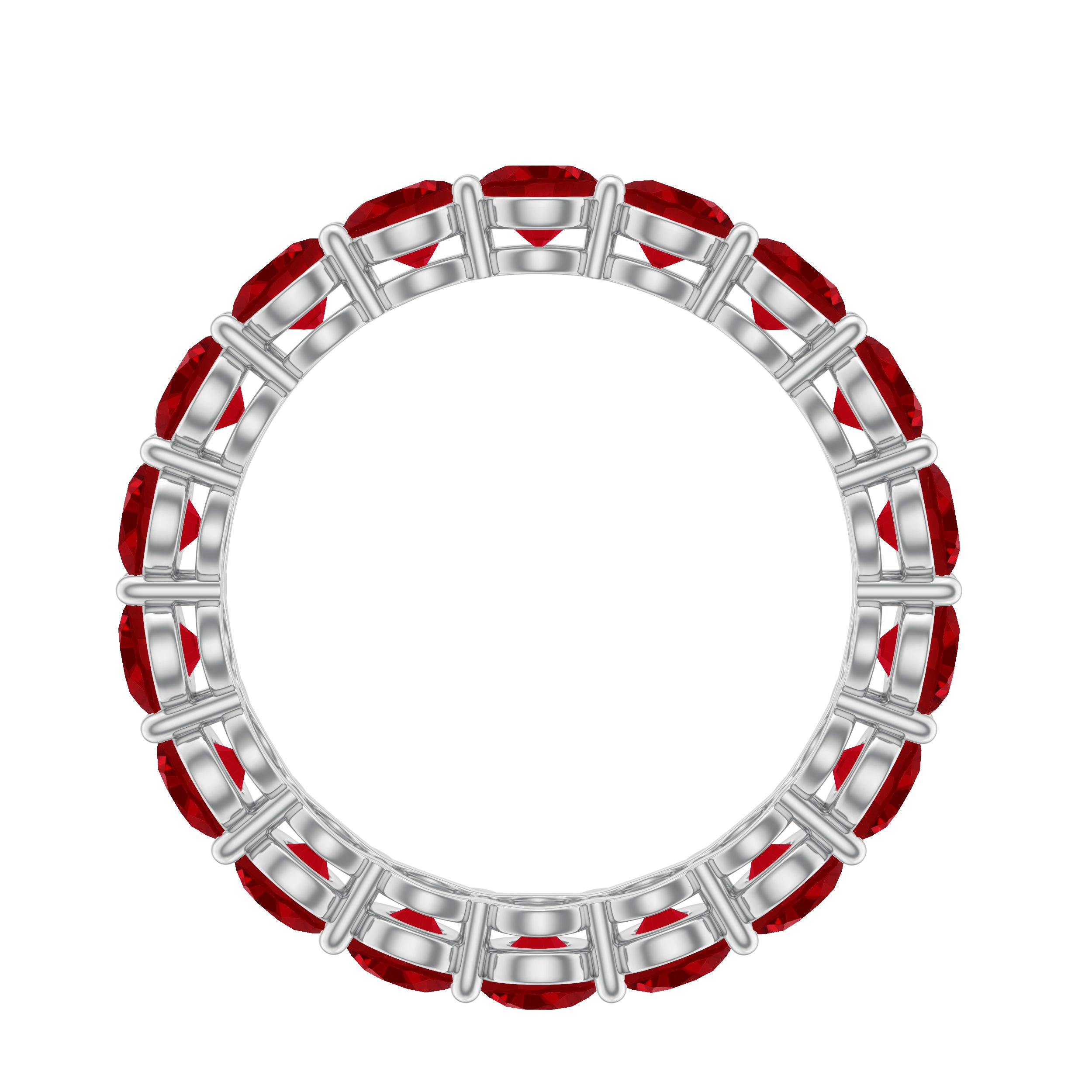 Simple Round Lab-Created Ruby Eternity Ring in Shared Prong Setting Lab Created Ruby - ( AAAA ) - Quality - Rosec Jewels