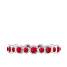 Bezel Set Round Created Ruby Unique Full Eternity Ring Lab Created Ruby - ( AAAA ) - Quality - Rosec Jewels