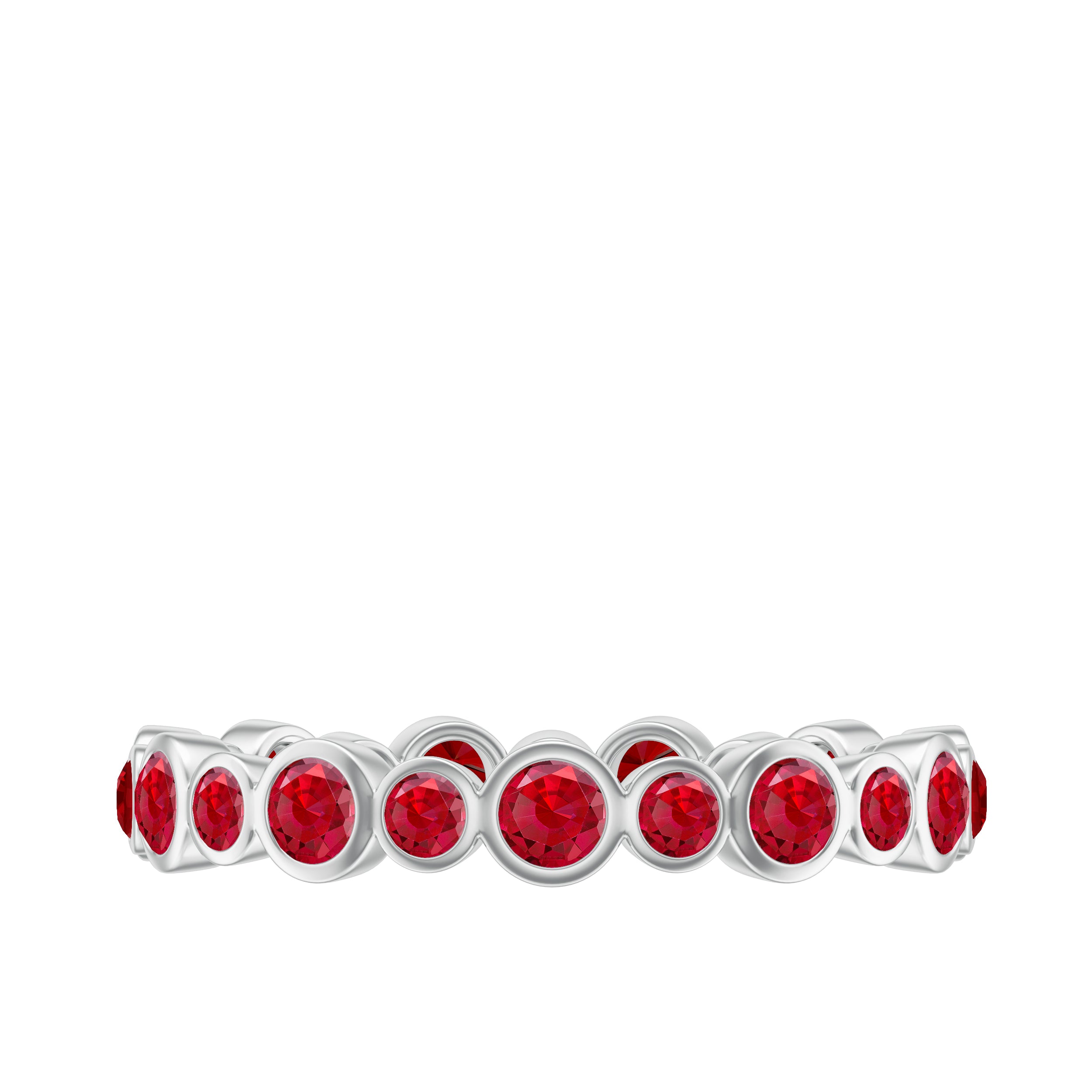 Bezel Set Round Created Ruby Unique Full Eternity Ring Lab Created Ruby - ( AAAA ) - Quality - Rosec Jewels