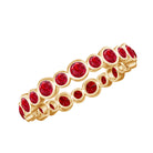 Bezel Set Round Created Ruby Unique Full Eternity Ring Lab Created Ruby - ( AAAA ) - Quality - Rosec Jewels