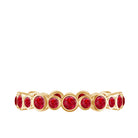 Bezel Set Round Created Ruby Unique Full Eternity Ring Lab Created Ruby - ( AAAA ) - Quality - Rosec Jewels