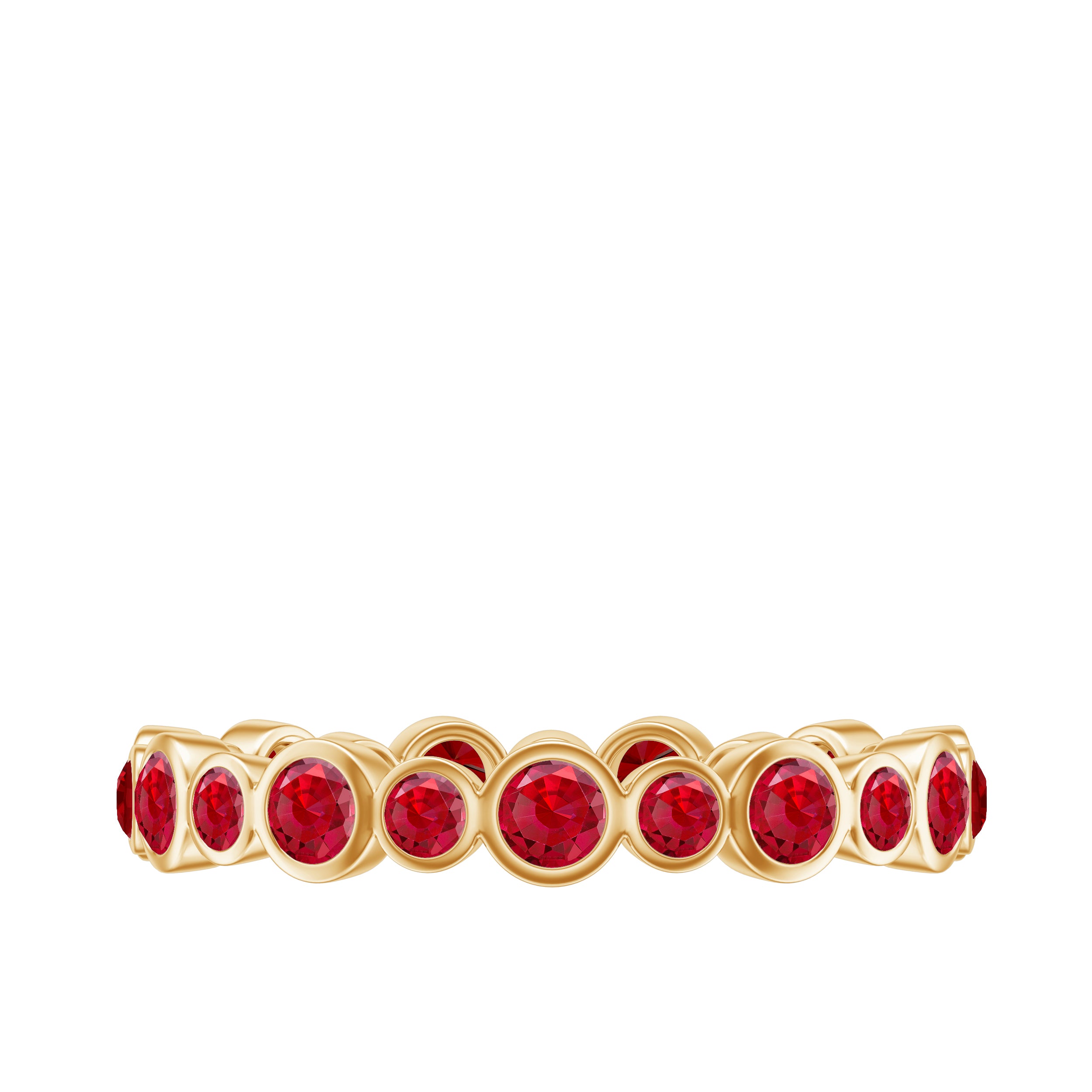 Bezel Set Round Created Ruby Unique Full Eternity Ring Lab Created Ruby - ( AAAA ) - Quality - Rosec Jewels