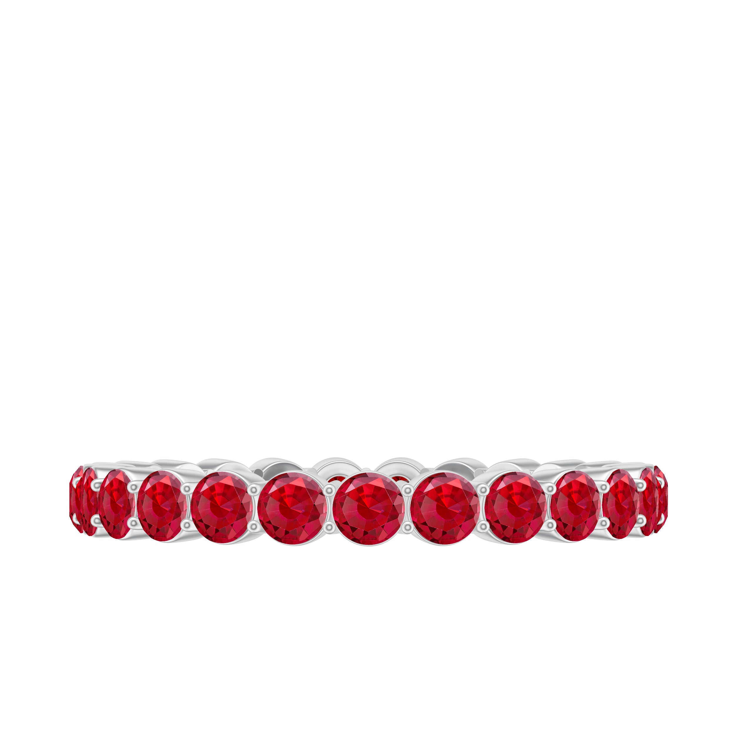 Round Lab-Created Ruby Full Eternity Ring in Gold Lab Created Ruby - ( AAAA ) - Quality - Rosec Jewels