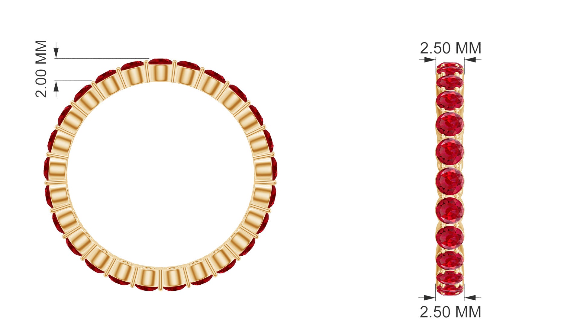 Round Lab-Created Ruby Full Eternity Ring in Gold Lab Created Ruby - ( AAAA ) - Quality - Rosec Jewels