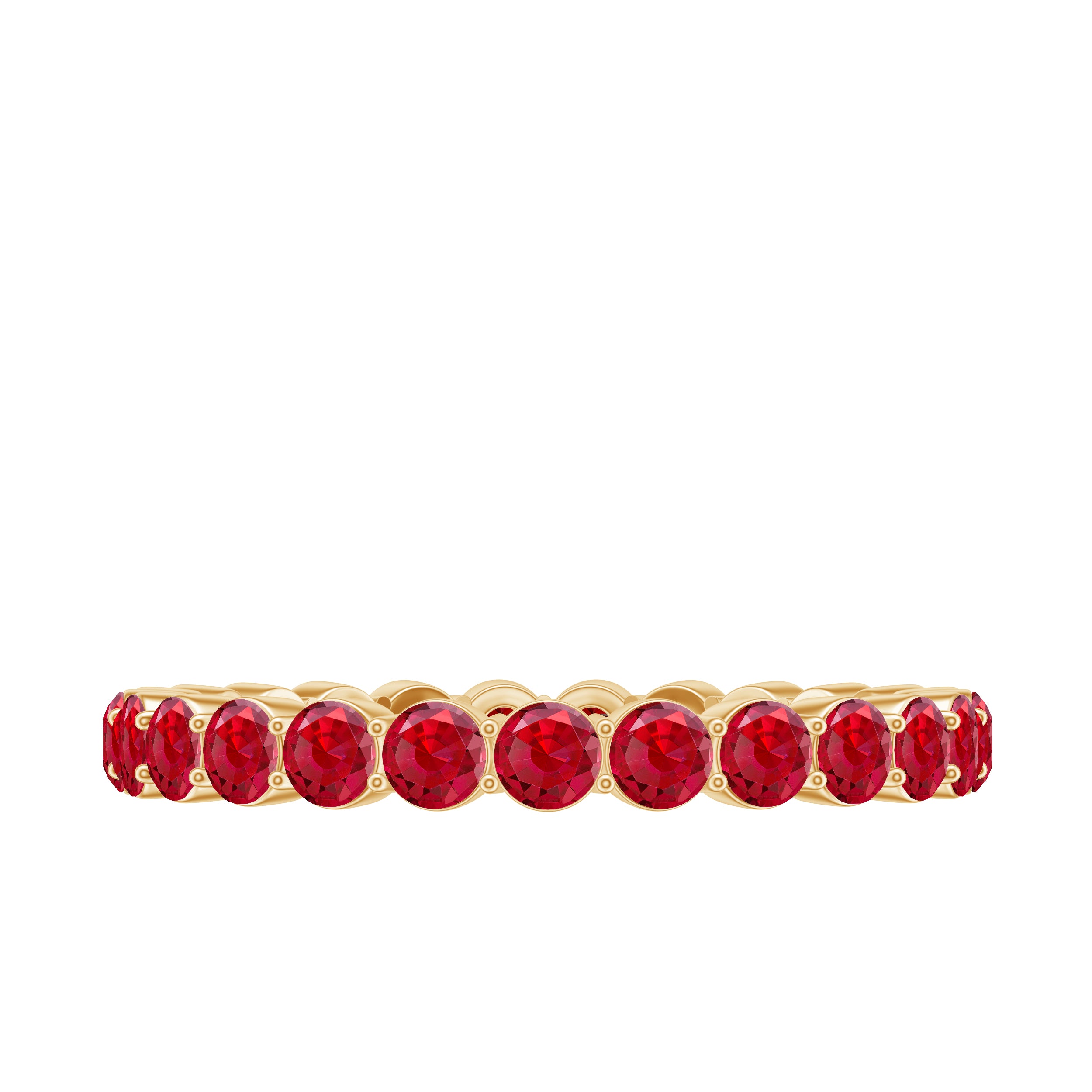 Round Lab-Created Ruby Full Eternity Ring in Gold Lab Created Ruby - ( AAAA ) - Quality - Rosec Jewels