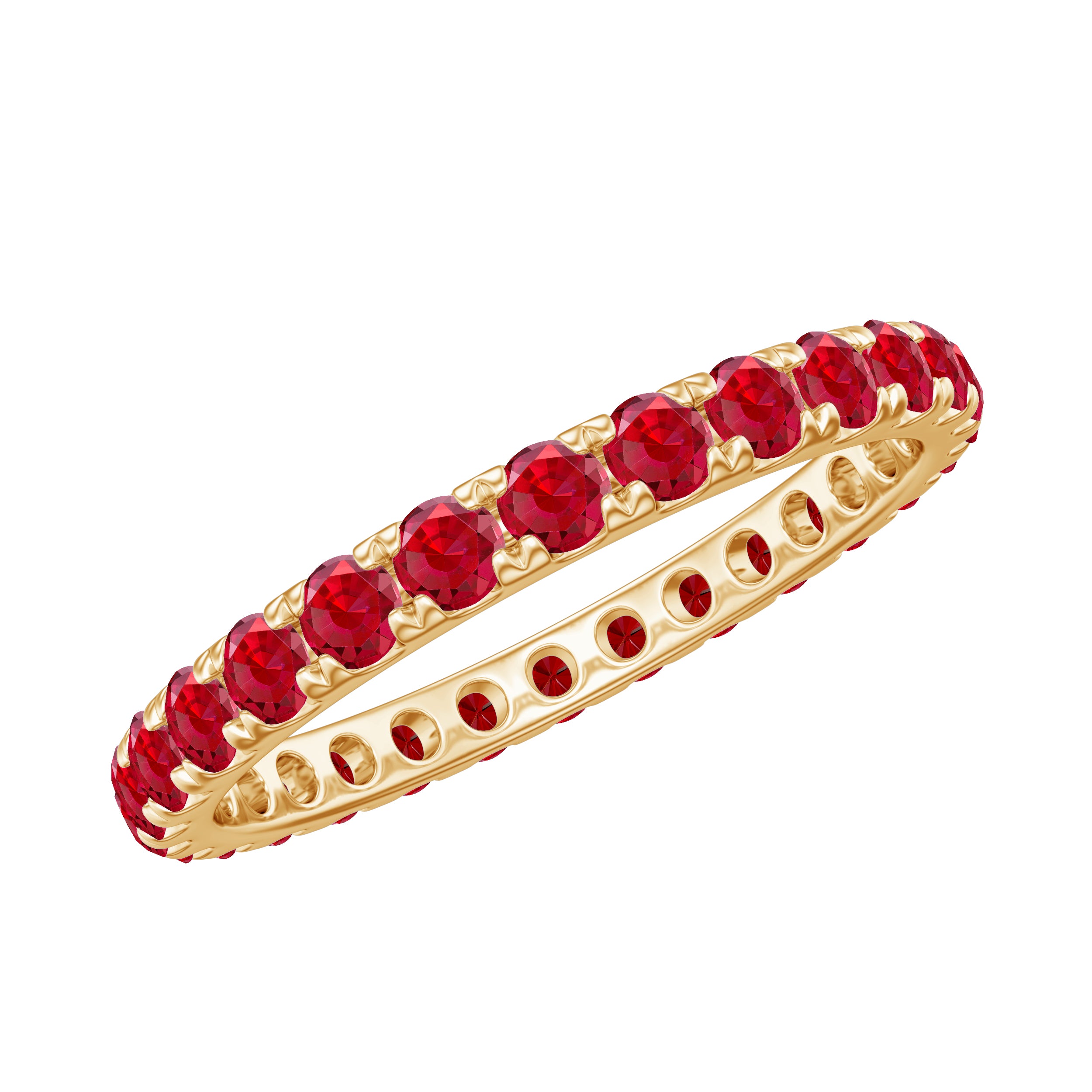 2 CT Created Ruby Full Eternity Band Ring in Gold Lab Created Ruby - ( AAAA ) - Quality - Rosec Jewels