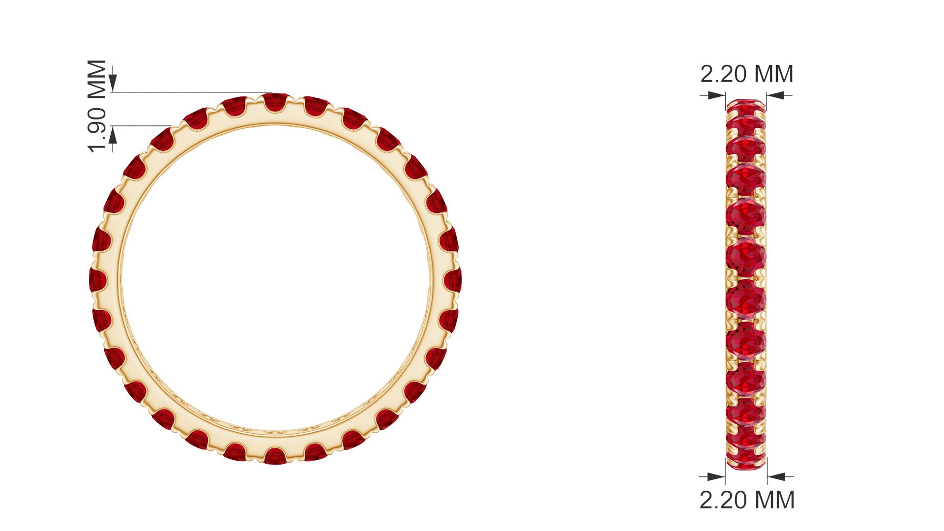 2 CT Created Ruby Full Eternity Band Ring in Gold Lab Created Ruby - ( AAAA ) - Quality - Rosec Jewels