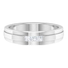 Channel Set Princess Cut Moissanite Unisex Band Ring Moissanite - ( D-VS1 ) - Color and Clarity - Rosec Jewels