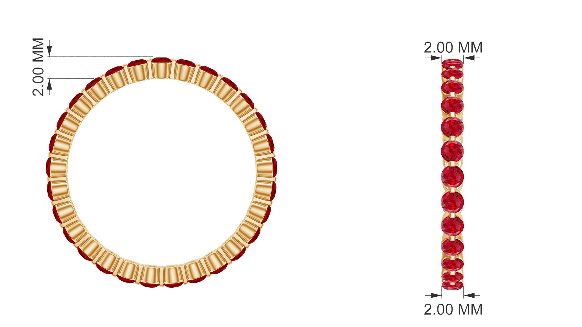 Simple Minimal Eternity Band Ring with Round Cut Lab-Created Ruby Lab Created Ruby - ( AAAA ) - Quality - Rosec Jewels