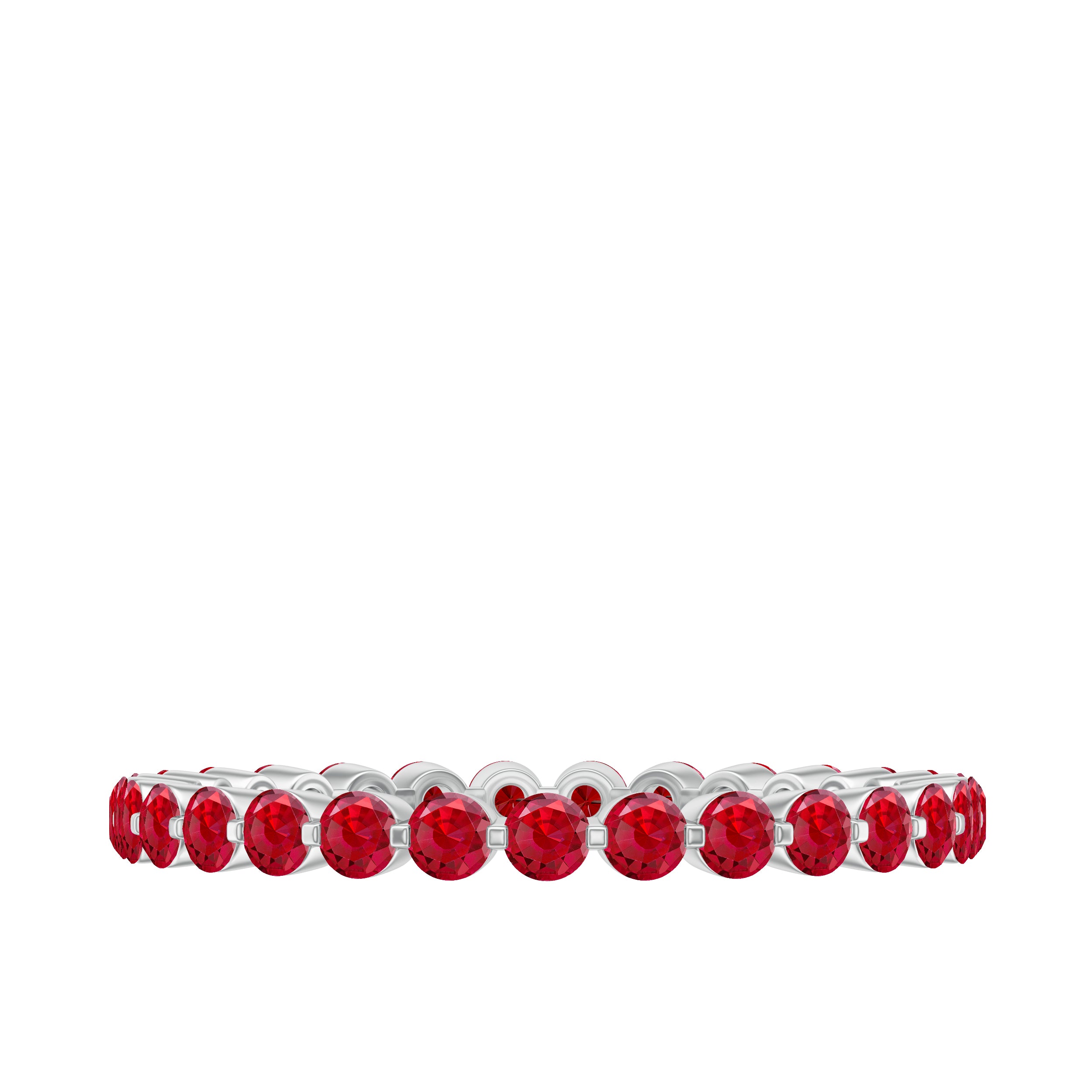 Simple Minimal Eternity Band Ring with Round Cut Lab-Created Ruby Lab Created Ruby - ( AAAA ) - Quality - Rosec Jewels