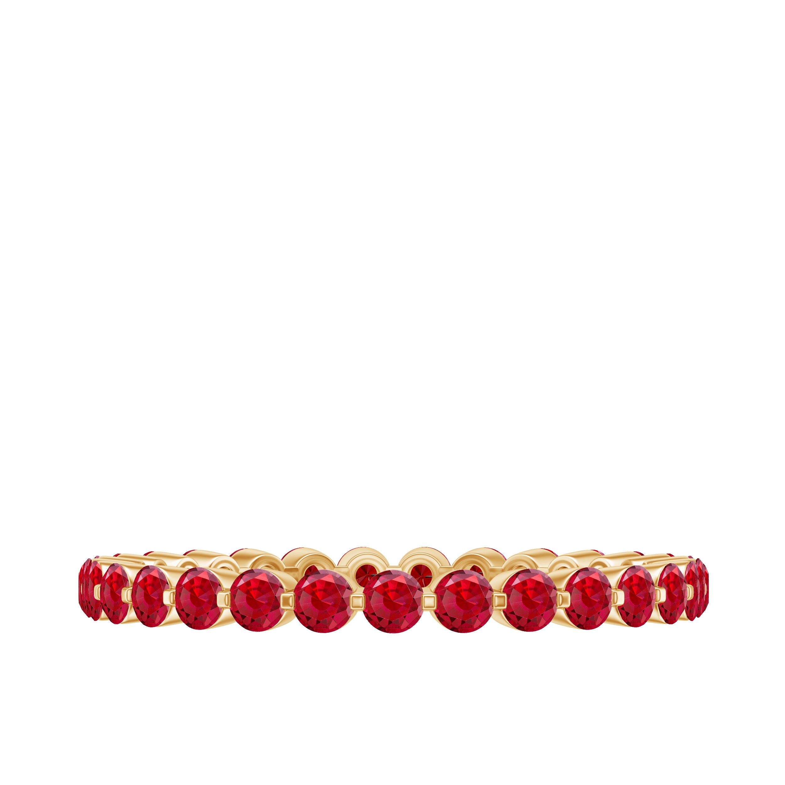 Simple Minimal Eternity Band Ring with Round Cut Lab-Created Ruby Lab Created Ruby - ( AAAA ) - Quality - Rosec Jewels