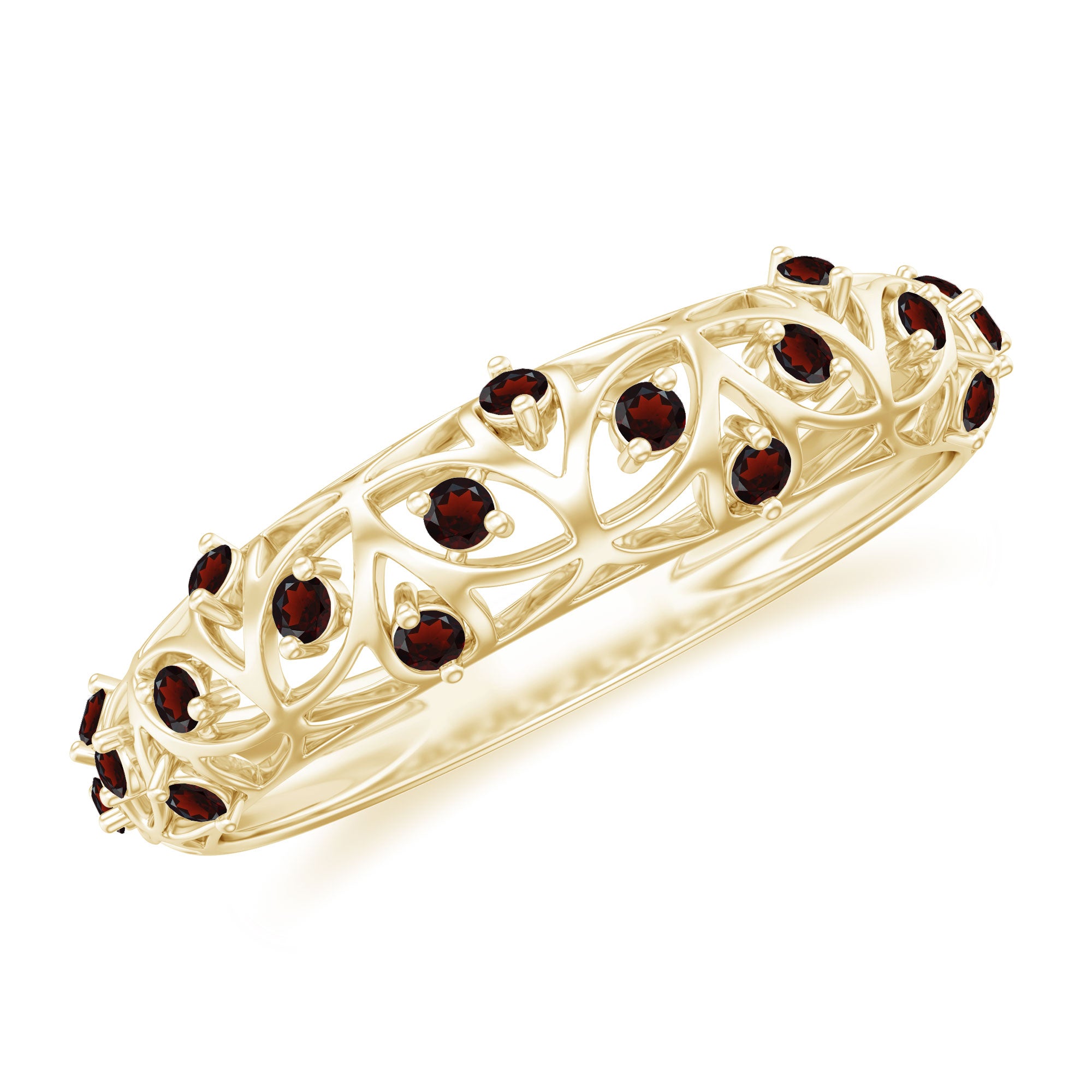 1/4 CT Garnet Filigree Band Ring for Women in Prong Setting Garnet - ( AAA ) - Quality - Rosec Jewels