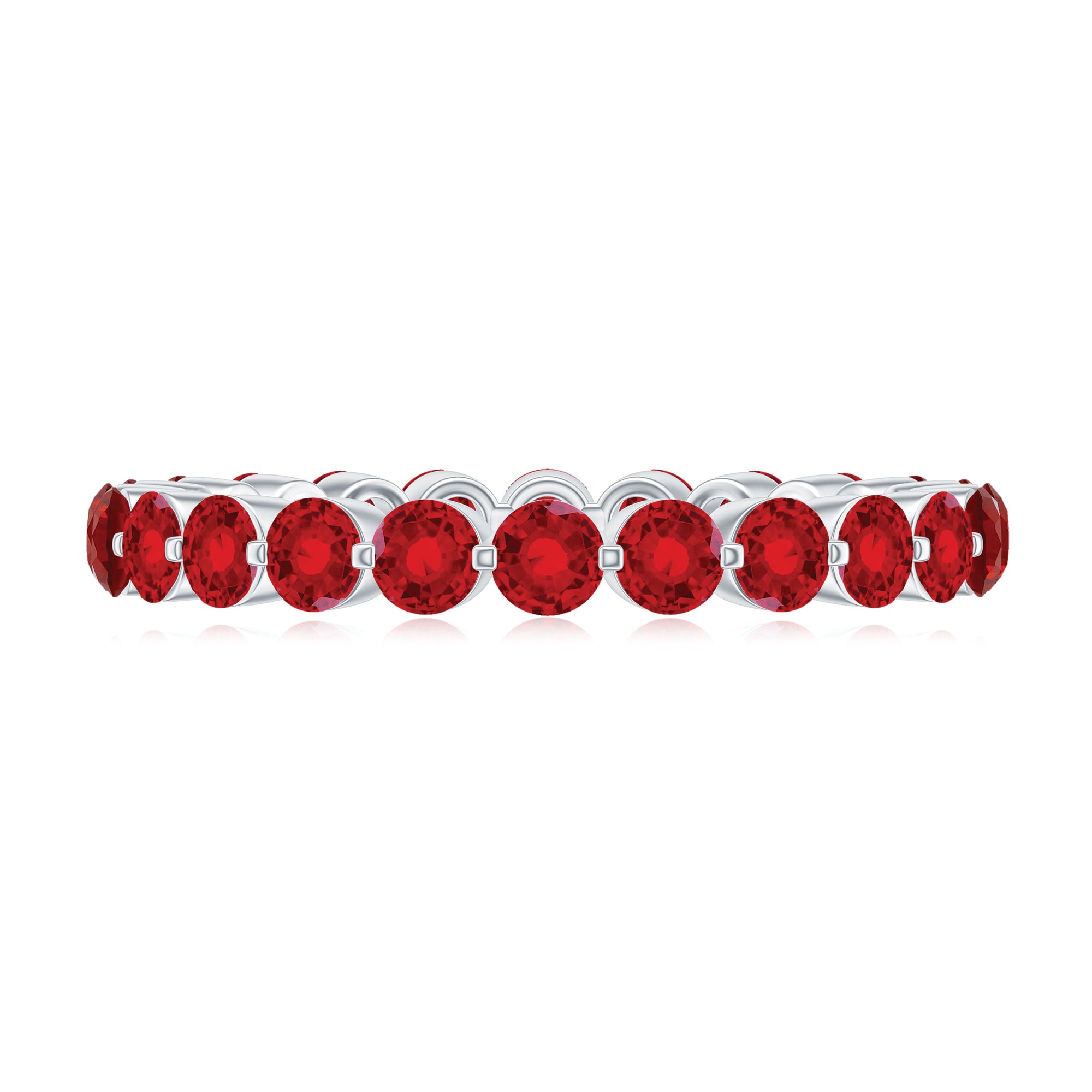 2.5 CT Round Lab-Created Ruby Full Eternity Ring in Gold Lab Created Ruby - ( AAAA ) - Quality - Rosec Jewels