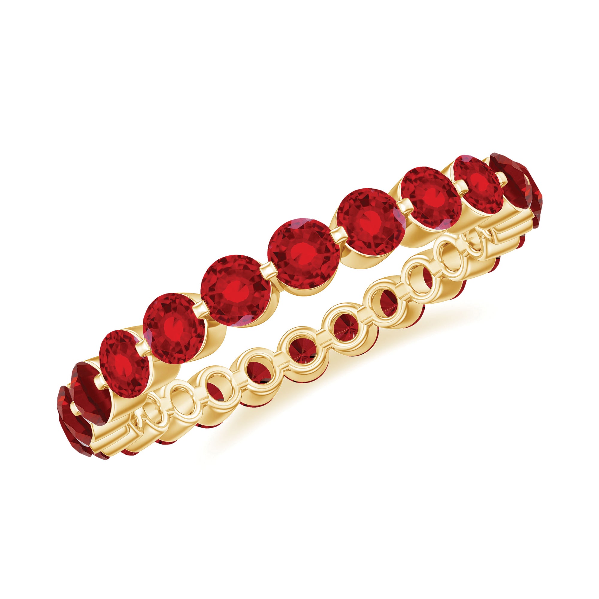 2.5 CT Round Lab-Created Ruby Full Eternity Ring in Gold Lab Created Ruby - ( AAAA ) - Quality - Rosec Jewels