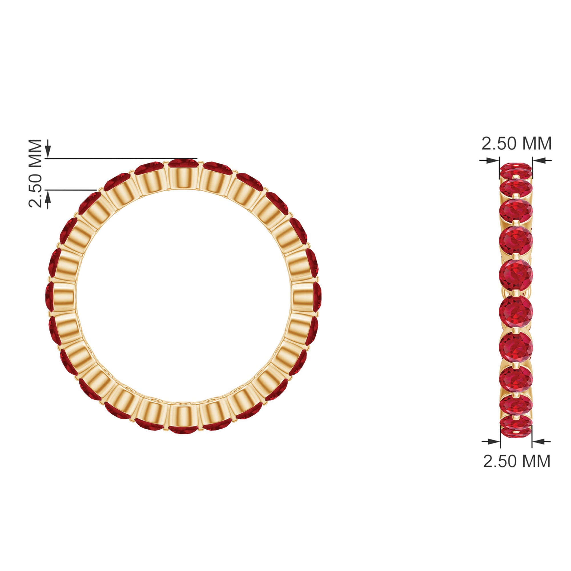 2.5 CT Round Lab-Created Ruby Full Eternity Ring in Gold Lab Created Ruby - ( AAAA ) - Quality - Rosec Jewels