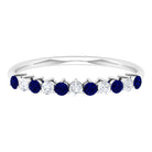 Round Shape Blue Sapphire and Moissanite Stackable Ring Blue Sapphire - ( AAA ) - Quality - Rosec Jewels